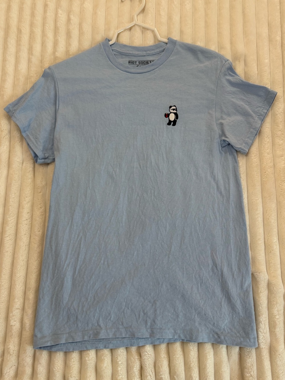 Riot society light blue short sleeve tee with panda chest logo